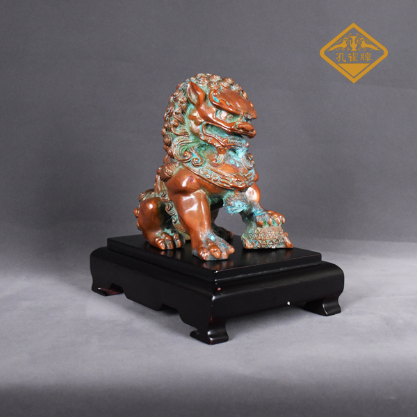 16公分仿清門蹲獅